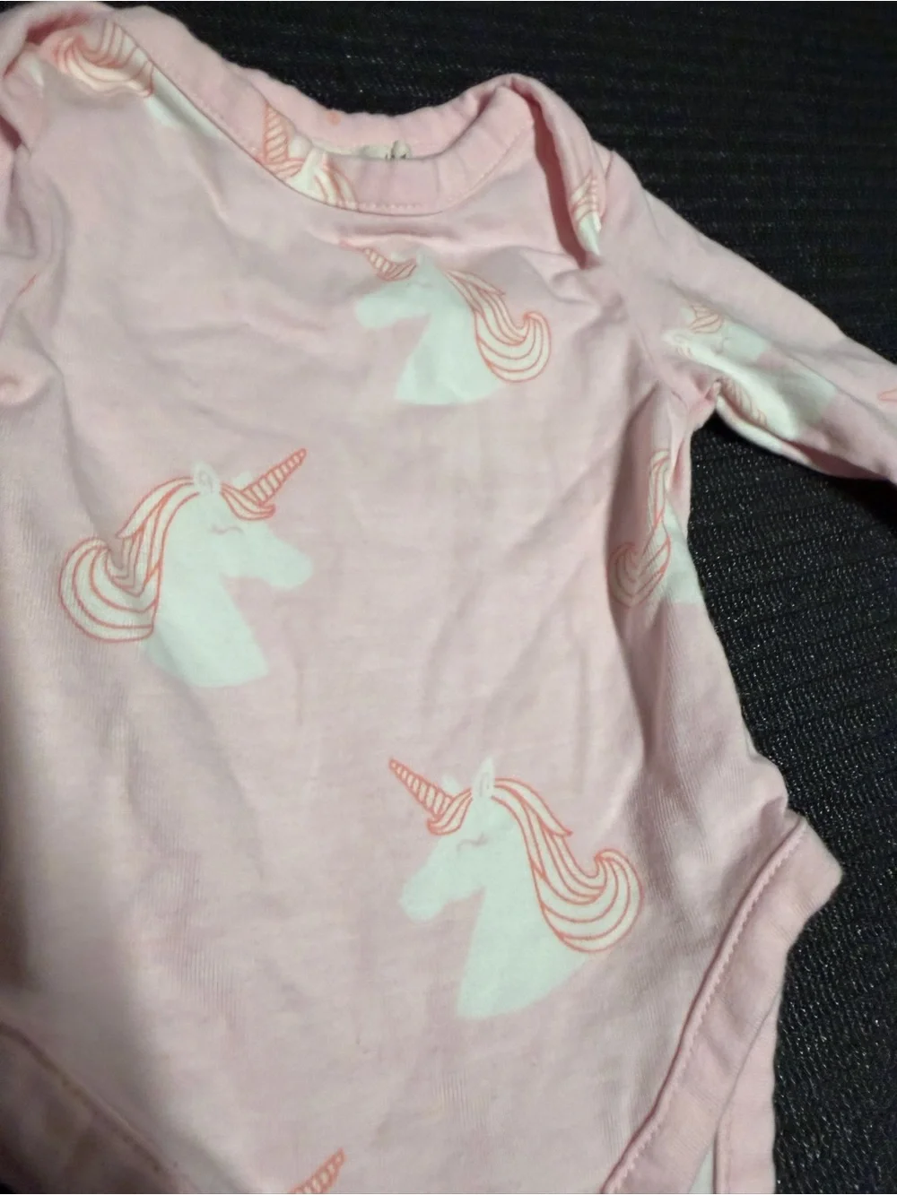 Soft Pink Unicorn Long-Sleeve Baby Bodysuit